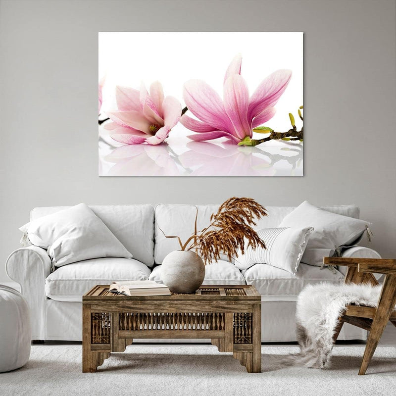 Bilder auf Leinwand 100x70cm Leinwandbild Magnolie blume natur pflanze Gross Wanddeko Bild Schlafzim