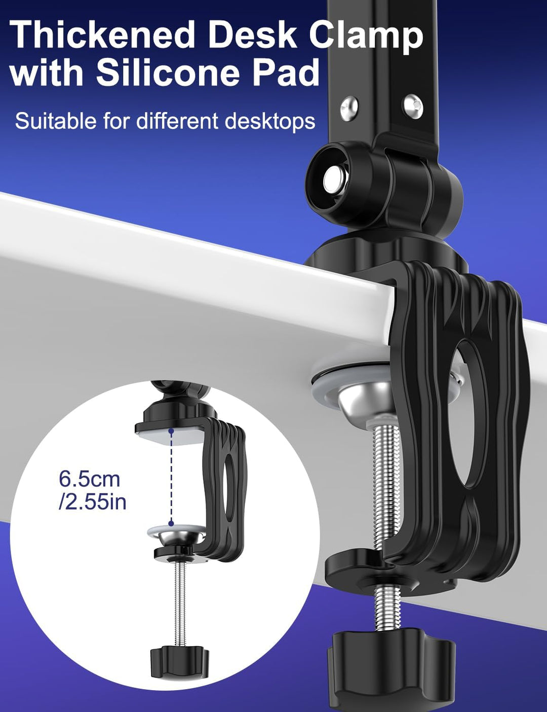 Kairiyard Mikrofonarm Boom Arm,Flach Verstellbarer Stangen Mikrofon Ständer mit Mikrofonclip,360° dr