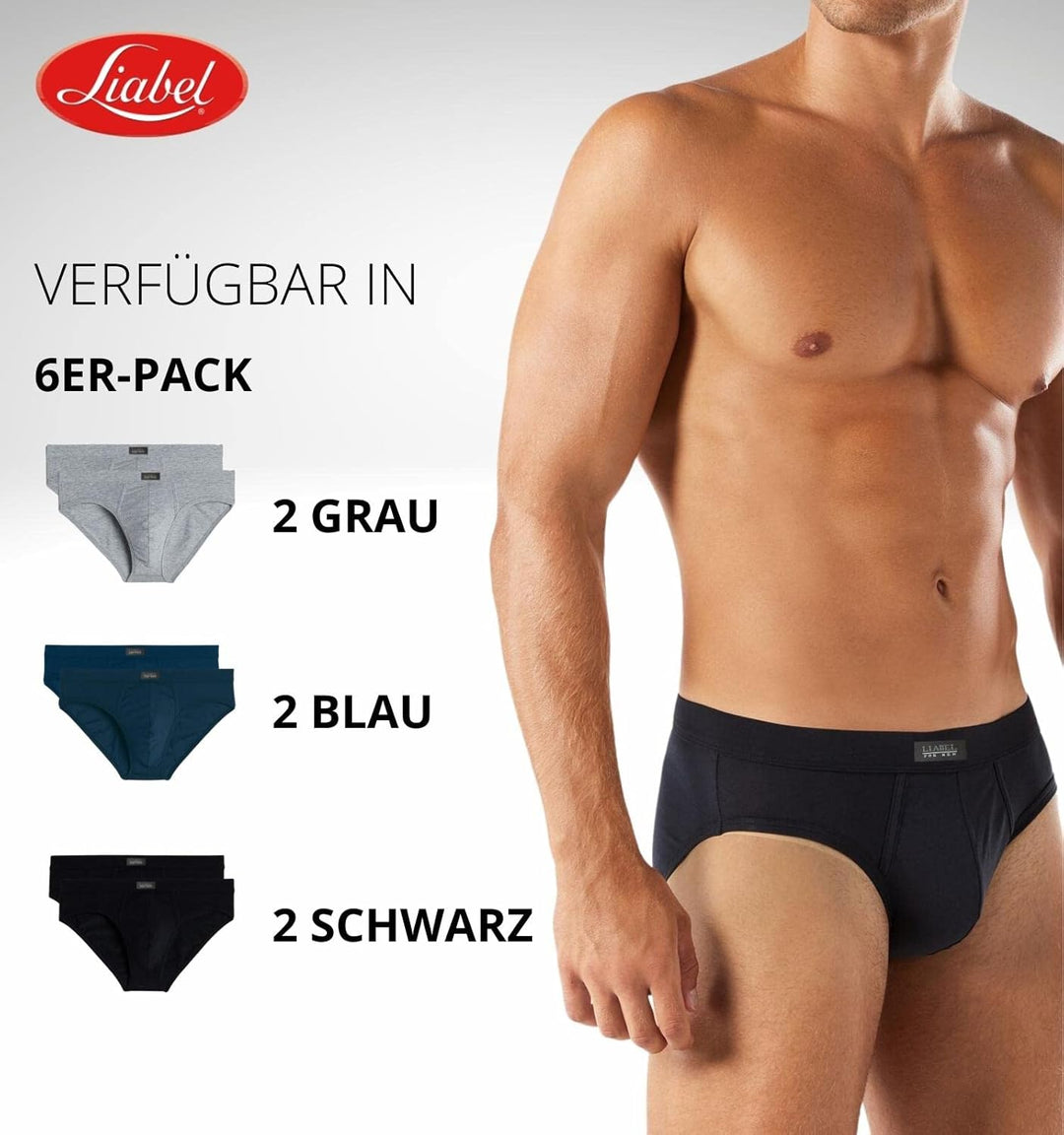 Liabel ® 6 Classic Herren Slip aus Baumwolle Unterwäsche ohne Etiketten, Cotton Stretch Essential M