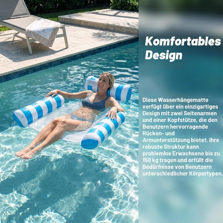 2 Stück Luftmatratze Wasser Hängematte, 4 in 1 Luftmatratze Netz Pool Hängematte Erwachsene, Pool Zu