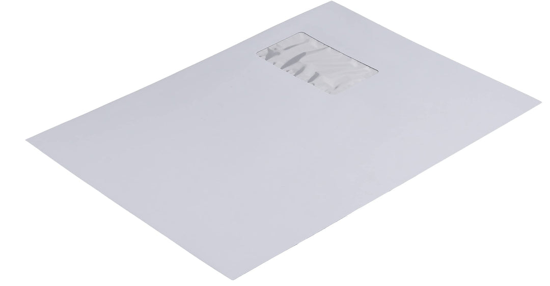 Blanke Briefhüllen, Versandtaschen, 250 Stück, Haftklebung, Mit Fenster, Gerade Klappe, DIN C4,120 g