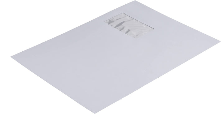 Blanke Briefhüllen, Versandtaschen, 250 Stück, Haftklebung, Mit Fenster, Gerade Klappe, DIN C4,120 g