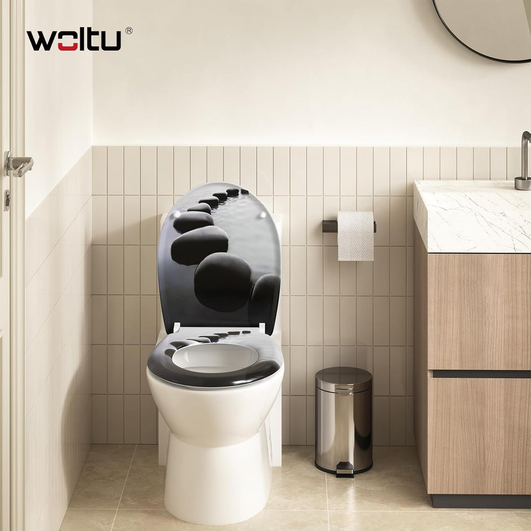 WOLTU WC Sitz mit Absenkautomatik,Toilettensitz Motiv,Klodeckel mit Quick-Release-Funktion und Antib