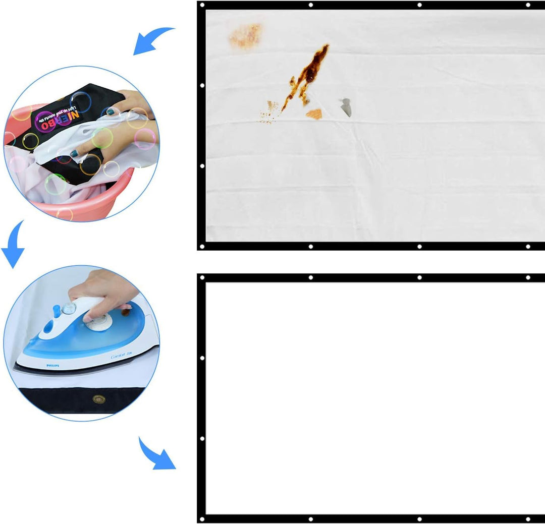 Beamer Leinwand Gross 150 Inch 16:9 Portable Leinwand für Beamer Unterstützung Projektion waschbar P