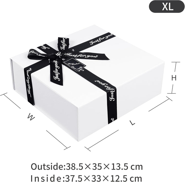 JiaWei Geschenkbox (Stil-2) 38,5 x 35 x 12,8 cm Extra Gross, Geschenkkarton mit Magnetisch Deckel &