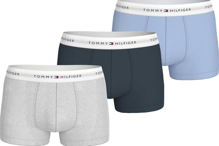 Tommy Hilfiger Herren 3er Pack Boxershorts Trunks mit Logobund M Pink (Ice Hthr/Mil Den/Swt Blu), M