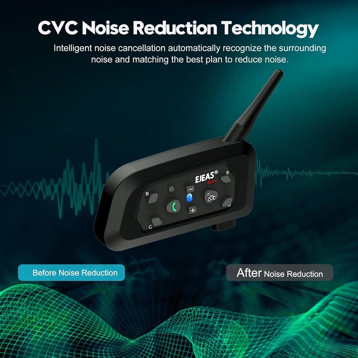 EJEAS V6C Fusball Schiedsrichter Headset Intercom, Bluetooth Kommunikationssystem für 2 bis zu 6 Per