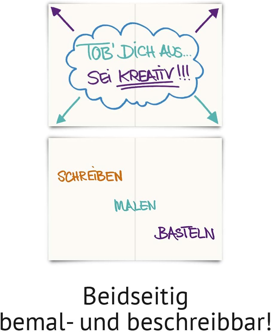 50 Blanko Klappkarten DIN A5 hoch 210x148mm Naturpapier 300g/qm Set Papier wählbar 50er Set Naturpap