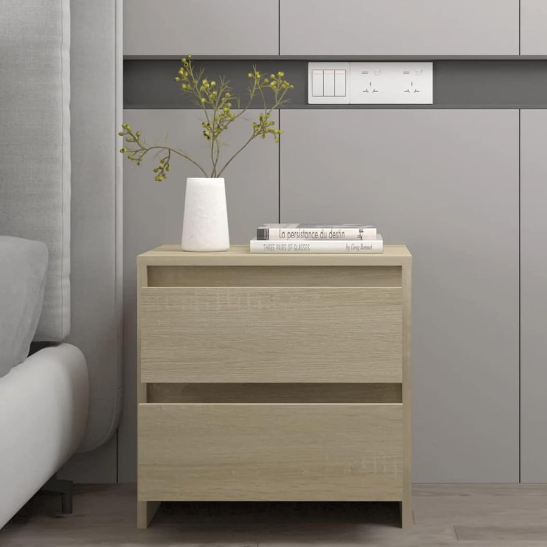 Gecheer Nachttisch Nachtschrank Nachtkommode Boxspringbett Schrank mit 2 Schubladen Spanplatte Sonom