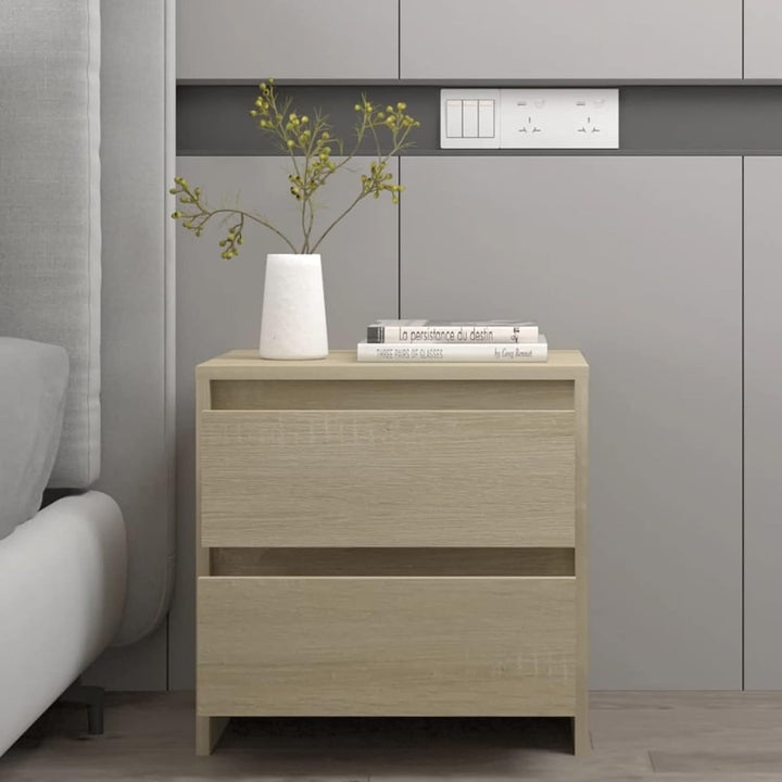 Gecheer Nachttisch Nachtschrank Nachtkommode Boxspringbett Schrank mit 2 Schubladen Spanplatte Sonom