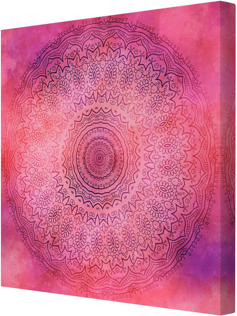 Bilderwelten Leinwandbild Aquarell Mandala Pink Violett Quadrat 1:1 30 x 30cm Recycled Canvas 30cm x