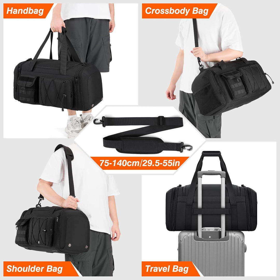 RAINSMORE Sporttasche Herren 40L Wasserdicht Sporttaschen mit Schuhfach Nassfach Erweiterbare Reiset