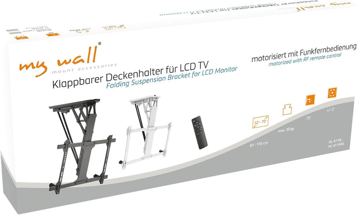 mywall HL 41ML TV-Deckenhalterung Deckenhalter Motorisiert Höhenverstellbar Schwenkbar Drehbar Schwa