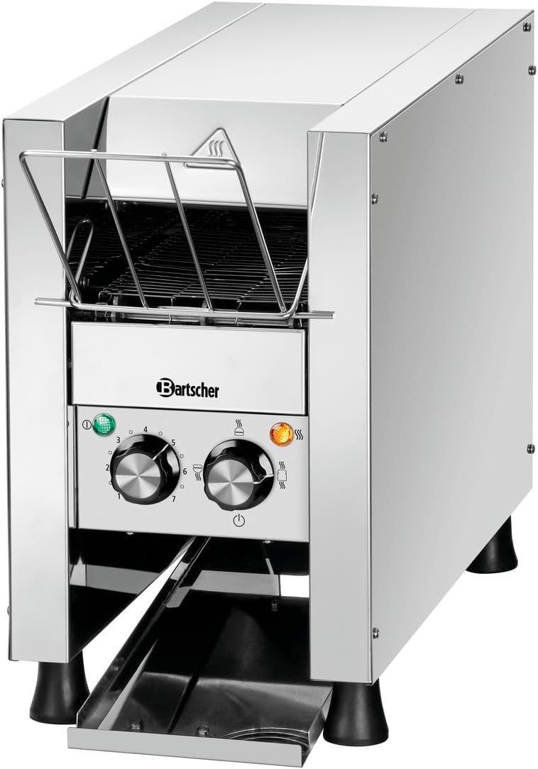 Bartscher Durchlauftoaster Mini-XS aus Edelstahl für bis zu 90 Toasts/Stunde, regelbare Bandgeschwin