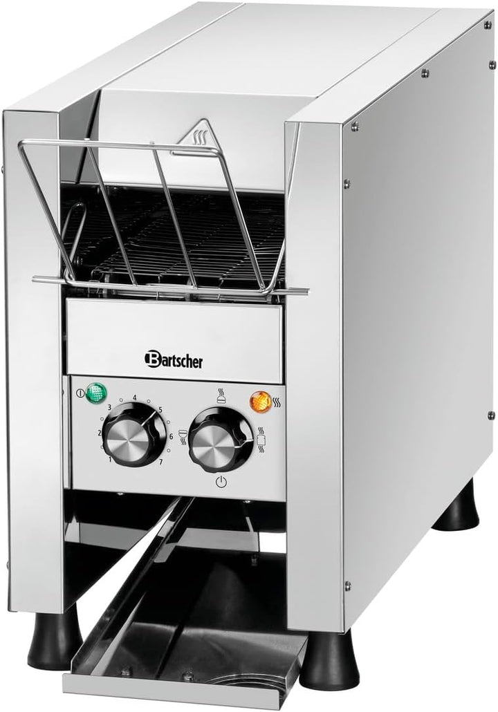 Bartscher Durchlauftoaster Mini-XS aus Edelstahl für bis zu 90 Toasts/Stunde, regelbare Bandgeschwin