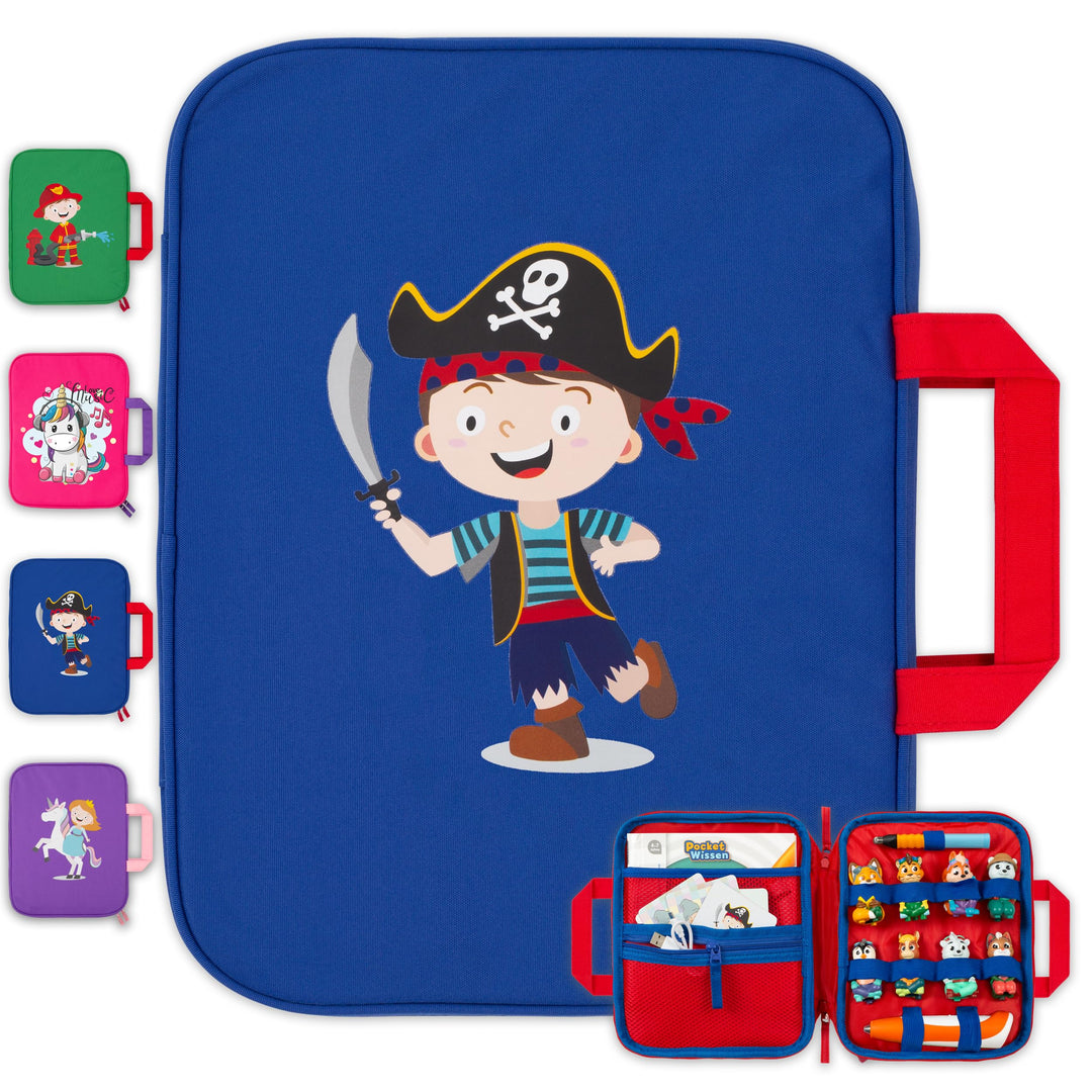Tasche für Edurino &amp; Tonies Figuren im Paolo Pirat Design in Blau I Aufbewahrung für Edurino Stift,