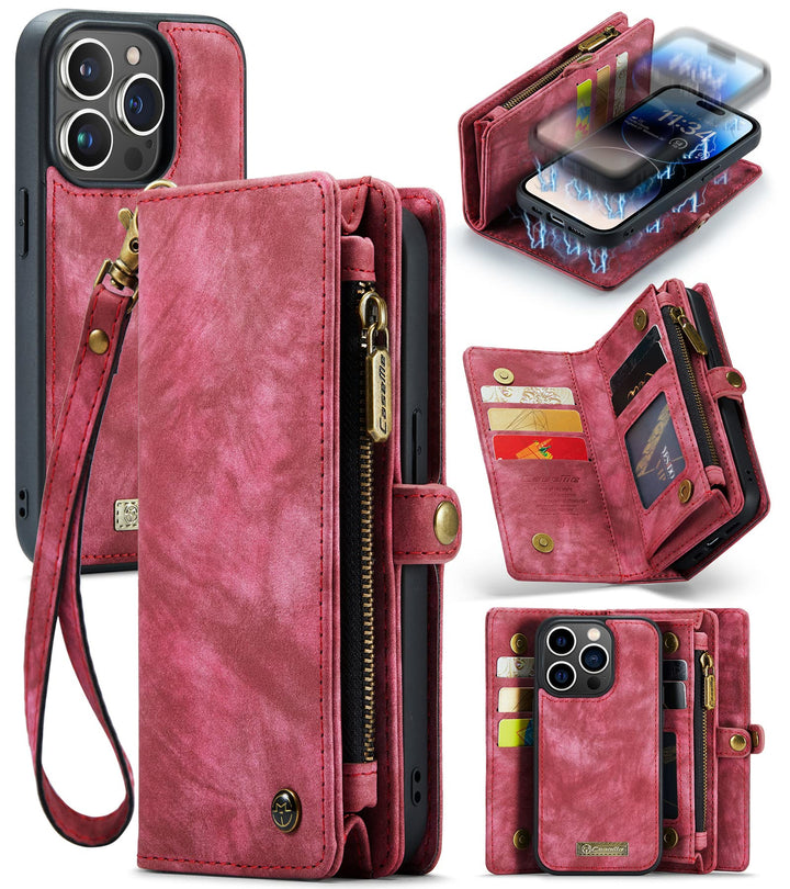 UFinetech iPhone 14 Pro Hülle, Flip Leder TPU Stossfeste Kartenfach Tasche Handyhülle iPhone 14 Pro