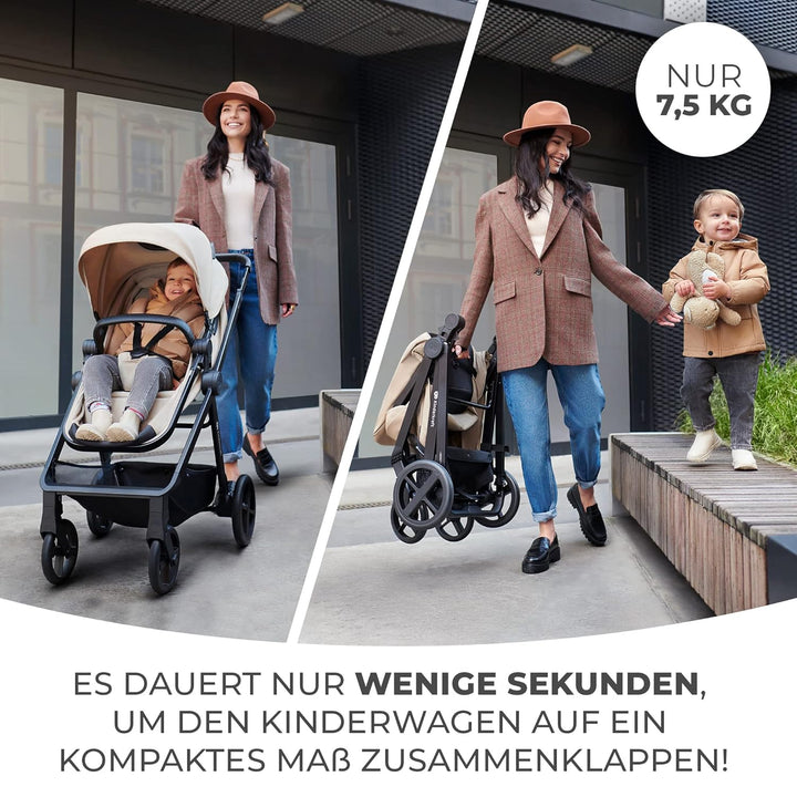 Kinderkraft NEWLY Kinderwagen 4 in 1, Komplettset bis 22 kg, Leicht Kombikinderwagen mit Babyschale