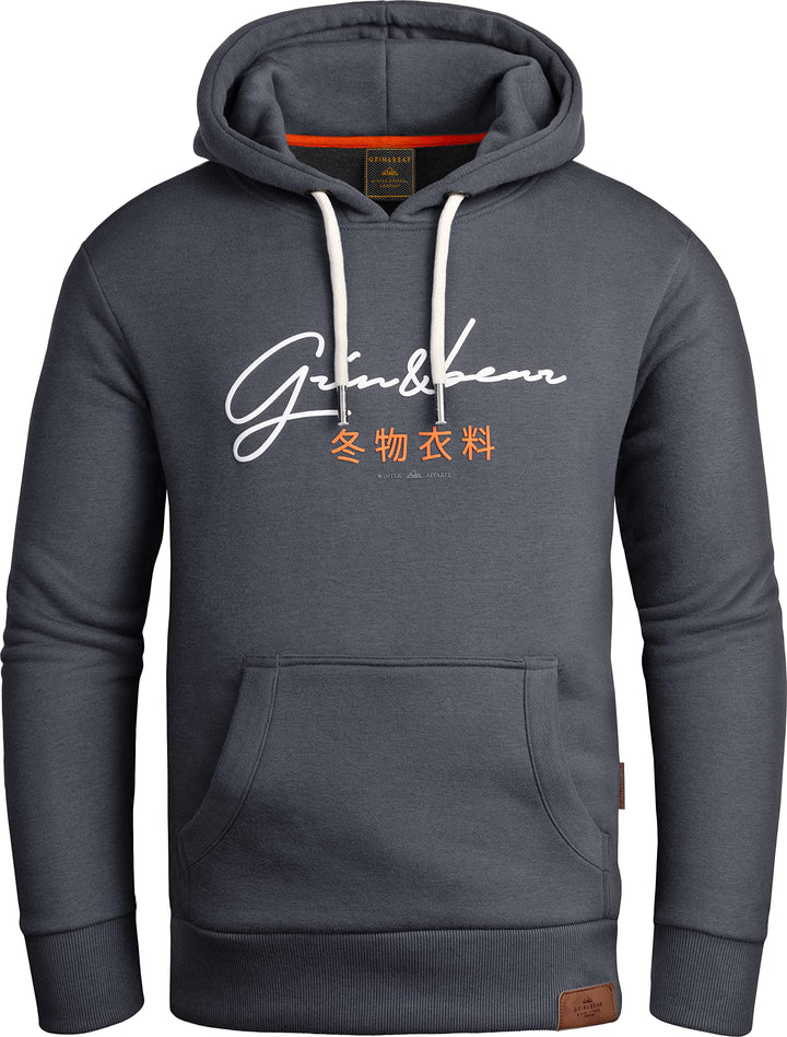 Grin&Bear Hoodie Herren Sweatjacke GEC703 XXL Stahlgrau, XXL Stahlgrau