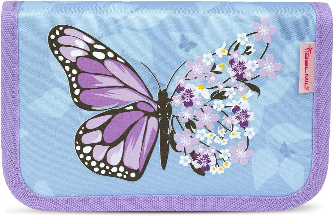 Belmil Classy Schulranzen Set 4 - teilig (403-13/AG/S) M Purple Blue Butterfly, M Purple Blue Butter