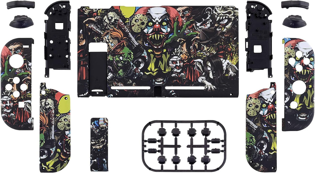 eXtremeRate Hülle Case für Nintendo Switch Joycon/Konsole, Rückgehäuse&Kickstand für Switch Console,