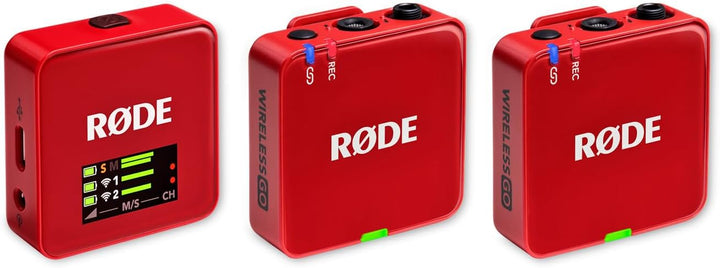 Rode Wireless GO Gen 3 Drahtloses 2-Kanal Mikrofon-Funksystem Rot mit Interview GO Handadapter und k