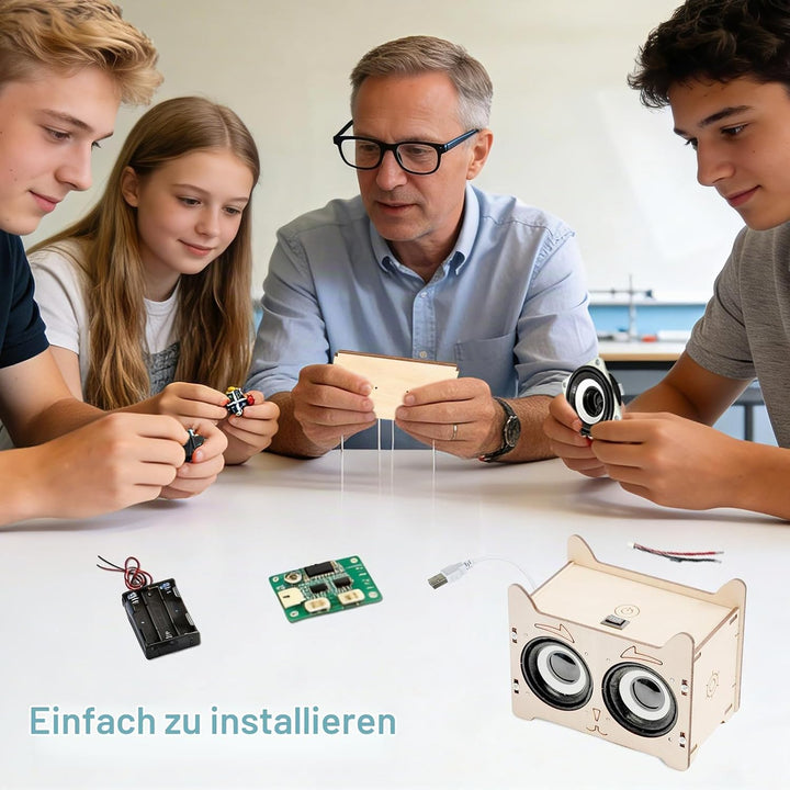DIY Bluetooth Lautsprecher,Elektronik Baukasten Lautsprecher Bausatz Holz Experimente Wissenschaft E