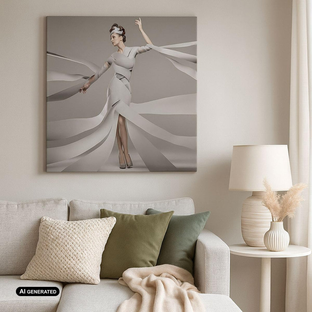 Bilder auf Leinwand 70x70cm Leinwandbild Frau Modell Streifen Emotionen Gross Wanddeko Bild Schlafzi