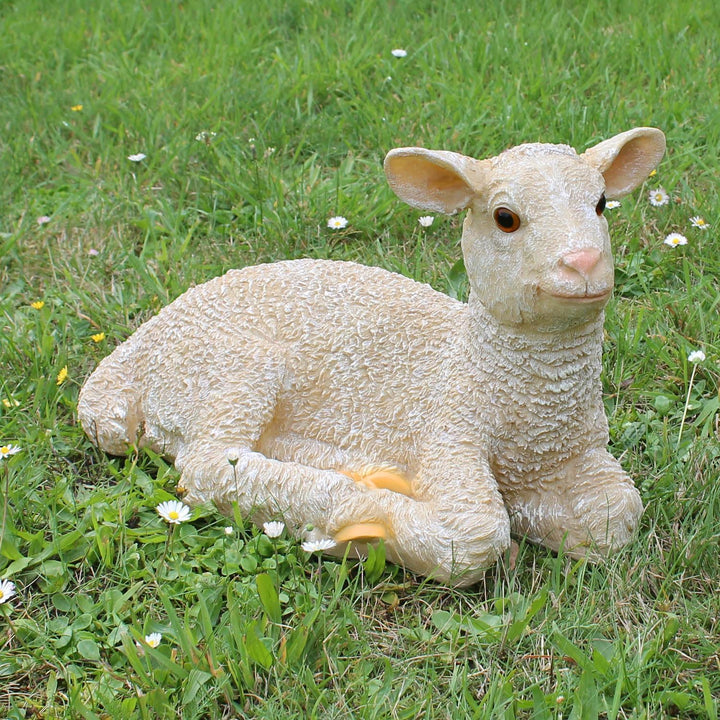 Fachhandel Plus Dekofigur Lamm Lotta liegend Gartendeko Tierfigur Schaf Lämmchen Gartenfigur