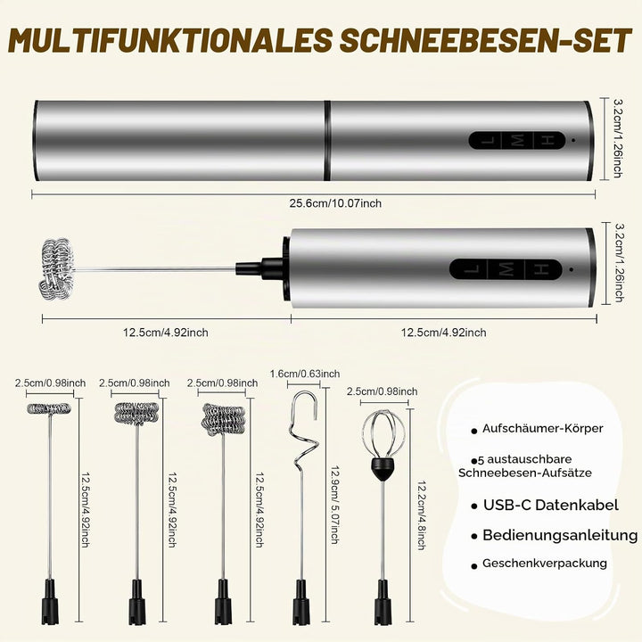 Elektrische Milchaufschäumer,USB Milchaufschäumer Elektrisch,Mixer aus Edelstahl für Geschenkschaumb