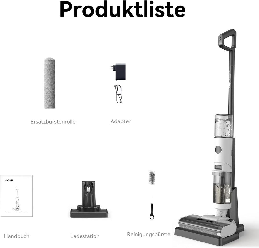 Akku Nass- und Trocken Staubsauger, JONR ED12 Nass Trockensauger Kabelloser, Selbstreinigungsfunktio