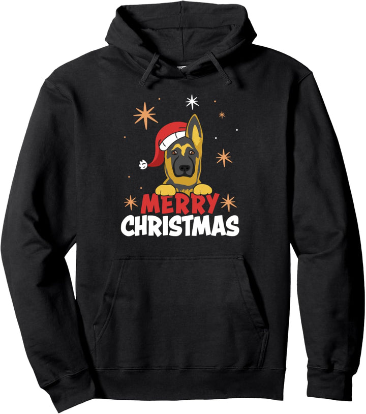 Santa Schäferhund wünscht Frohe Weihnachten Pullover Hoodie