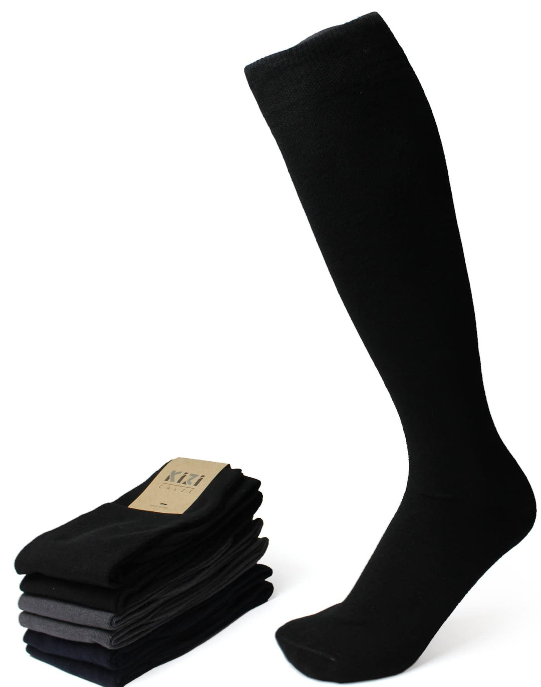 Citycalze Lange Socken für Herren, elastisch, warm, aus weicher Baumwolle, 6 Paar, Einfarbig, herges