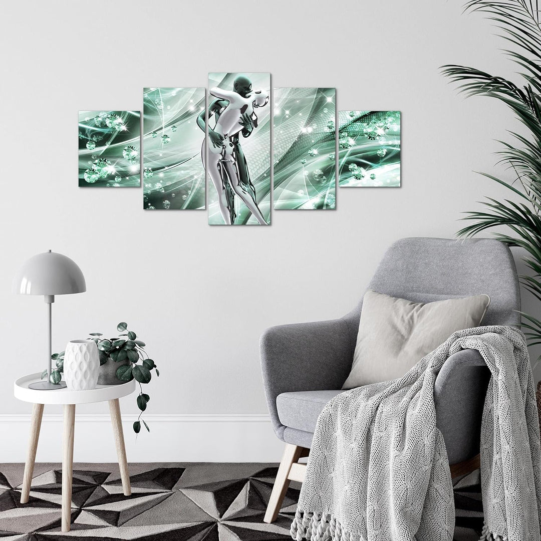 Runa Art Wandbilder Abstrakt Liebe 5 Teilig Bild auf Vlies Leinwand Deko Wohnzimmer Schlafzimmer Kus