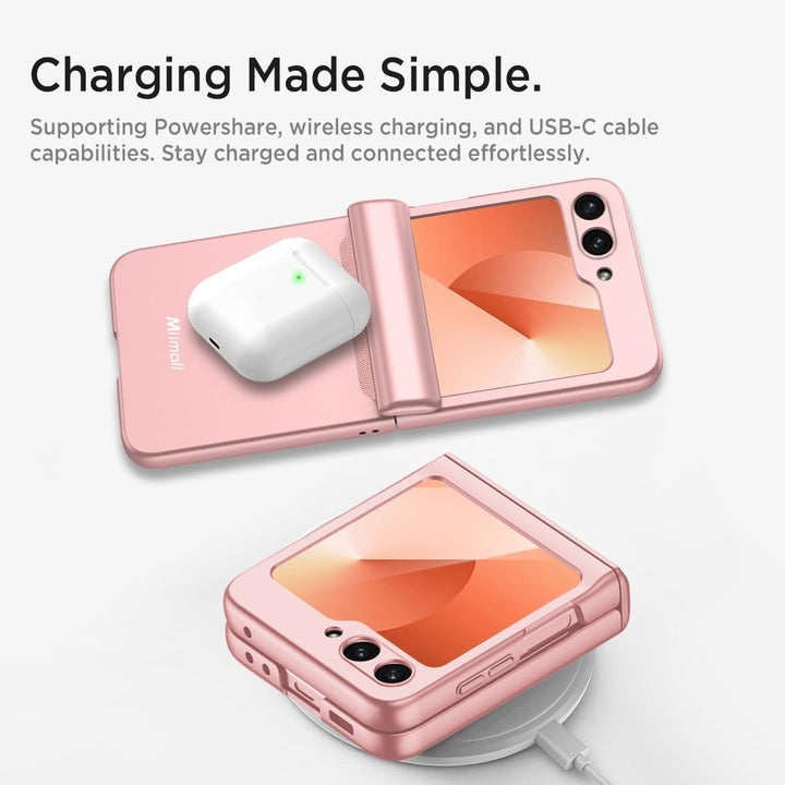 Miimall Kompatibel mit Samsung Galaxy Z Flip 6/Flip7 FE Hülle mit Scharnierschutz Magnetischer [Exte