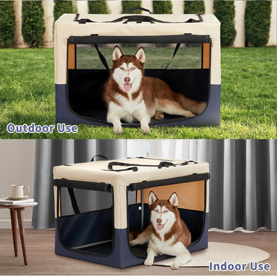 A 4 Pet Hundebox Faltbar für Mittelgrossen Hunde Hundetransporttasche,Auto Hundebox (L, Blau) L Blau