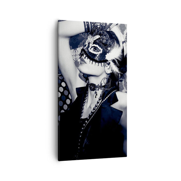 Bilder auf Leinwand 55x100cm Leinwandbild mit Rahmen Frau Karneval Maske Mode Gross Wanddeko Bild Sc