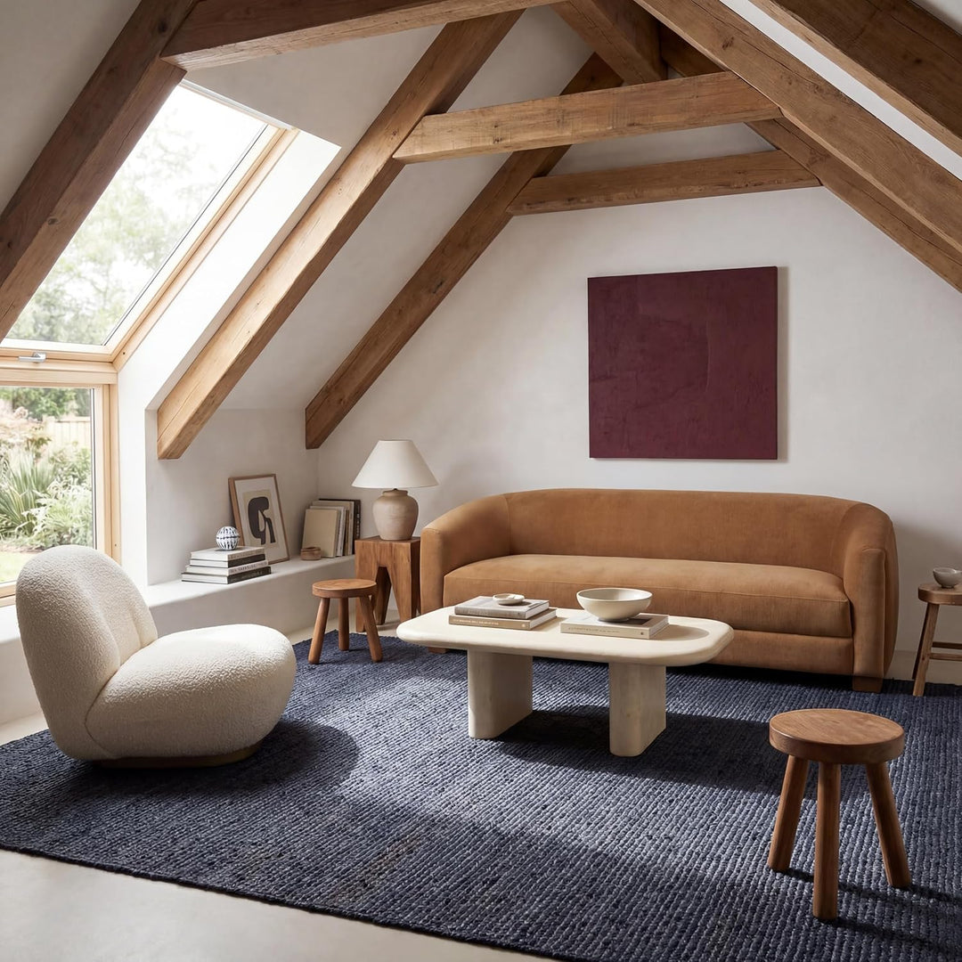 nuLOOM Rigo Handgewebte Bauernhaus-Jute Teppich, Marineblau, 2' x 3' 2' x 3' Marineblau, 61 x 91 cm
