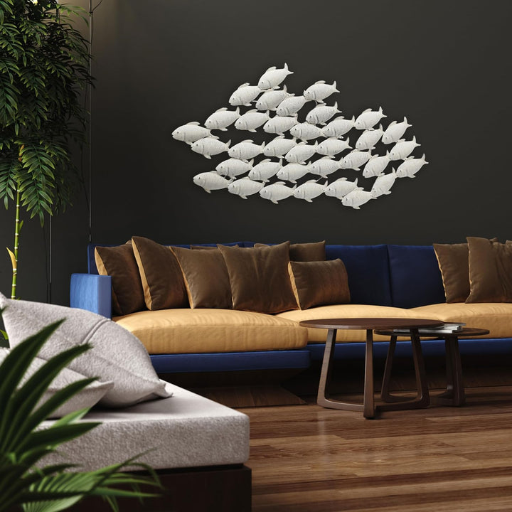 BOLTZE Wandobjekt Fischschwarm Metall, grau, 2 x 97 x 53 cm 2 x 97 x 51 cm, 2 x 97 x 51 cm
