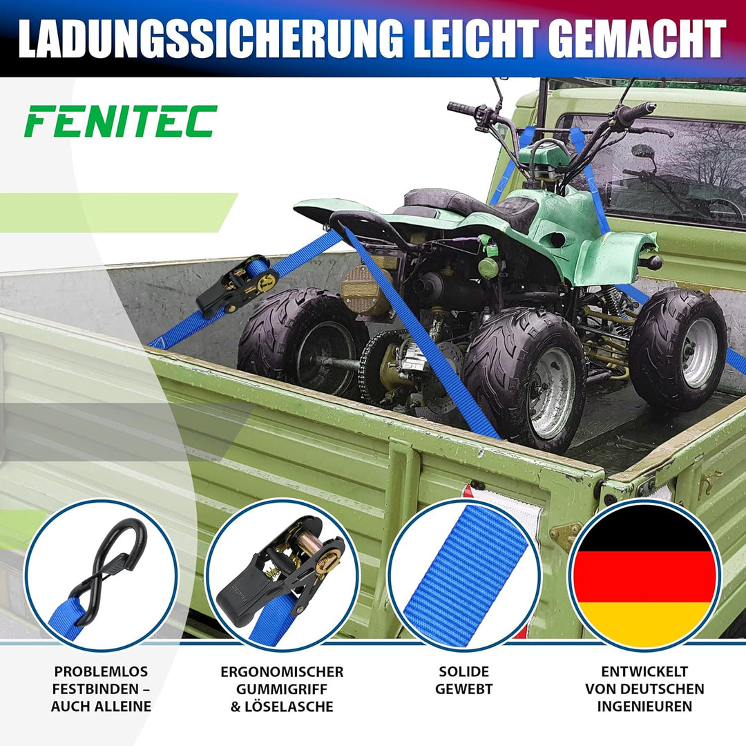 Spanngurte mit Ratsche und Haken 1000 KG Bruchlast 500 KG Tragkraft -12-TLG. 5m 25mm - EN12195-2 - Z