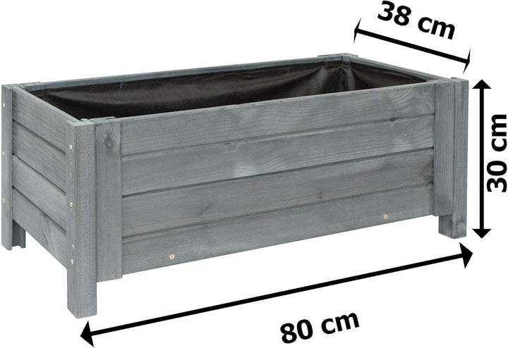 BOGATECO Pflanzkasten Pflanzkübel aus Holz | 80 x 38 cm | Anthrazit | Blumen-Topf Perfekt für Garten