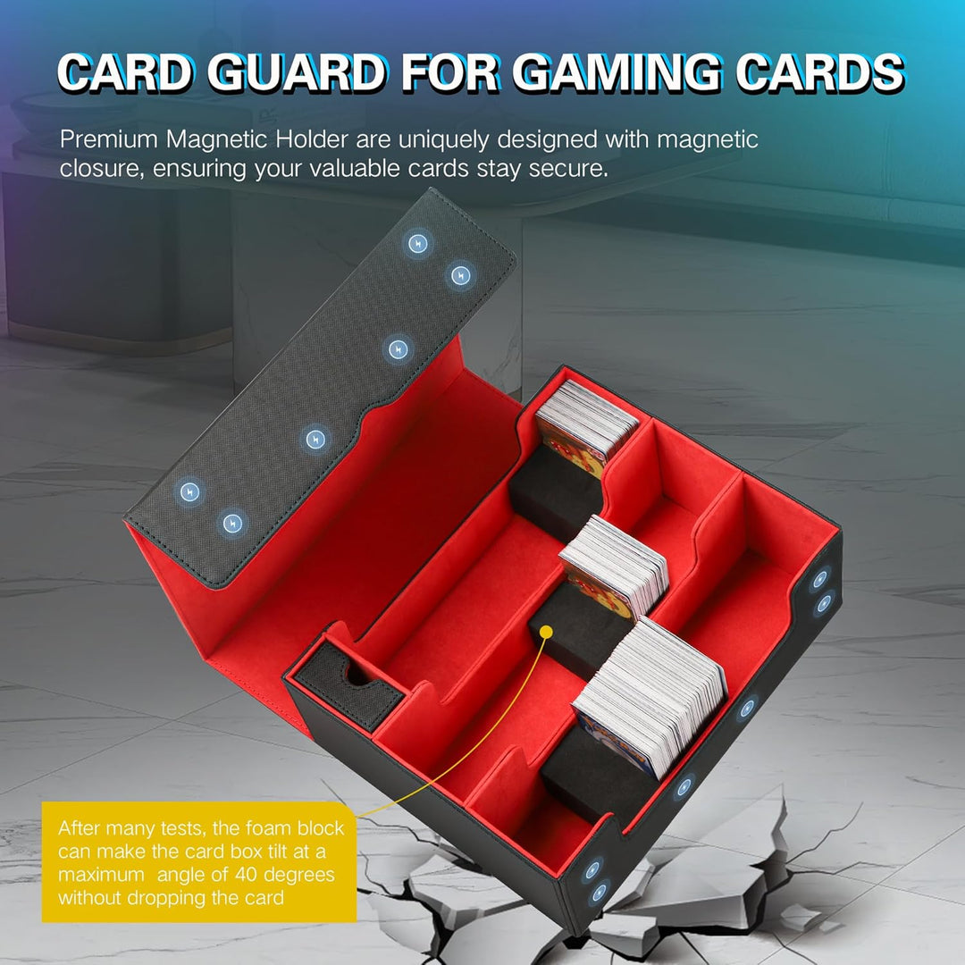 Sammelkarten Aufbewahrungsbox für 1800+ Karten, Magnetische Card Deck Box mit Tragezubehör, Sammelka