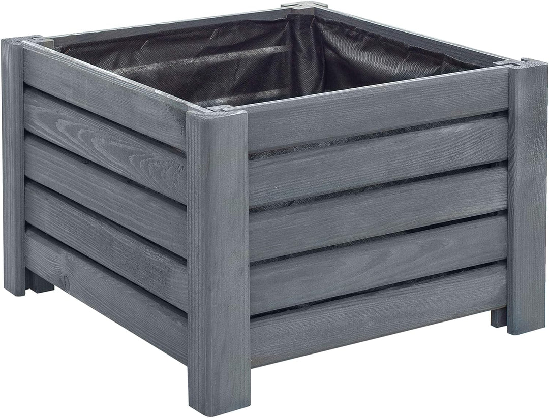 BOGATECO Pflanzkasten Pflanzkübel aus Holz | 30 x 38 cm | Anthrazit | Blumen-Topf Perfekt für Garten