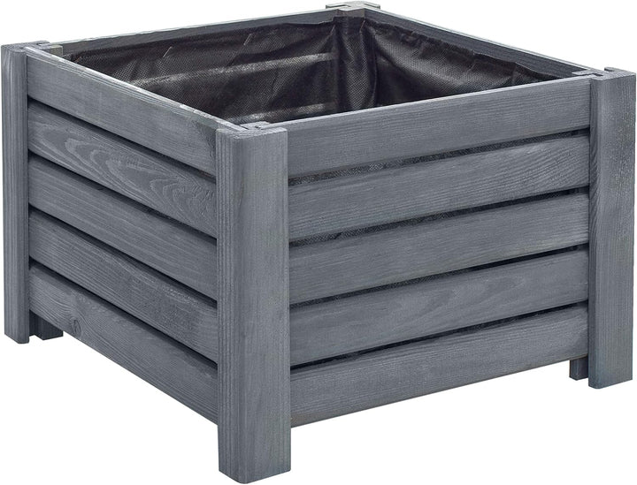 BOGATECO Pflanzkasten Pflanzkübel aus Holz | 30 x 38 cm | Anthrazit | Blumen-Topf Perfekt für Garten