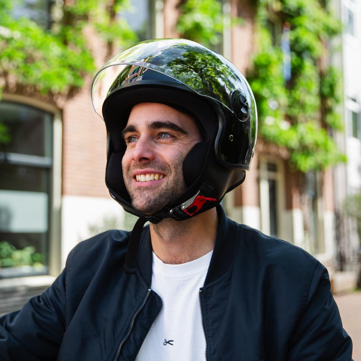 VINZ Como Jethelm mit Visier ECE 22.06 Zertifiziert | Roller Helm Mopedhelm Für Motoroller &amp; Vespa |