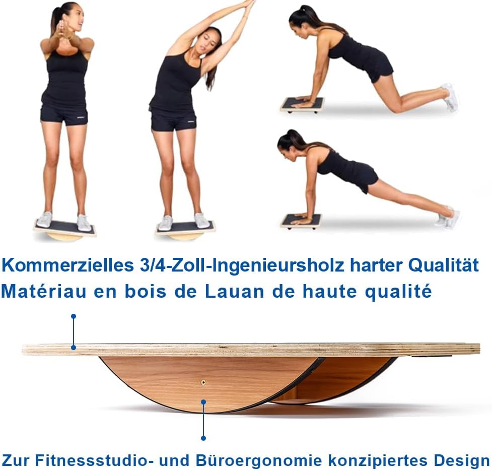 StrongTek Professional Wooden Balance Board, Rocker Board, Wood Standing Desk Accessory, Balancing B