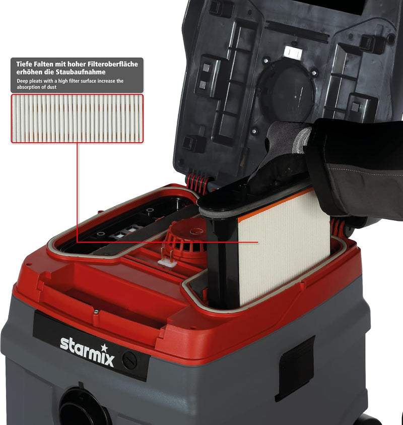 Starmix Nass- und Trockensauger Staubsauger ISC M-1625 Safe, hochwertiger Sauger für Baustelleneinsa