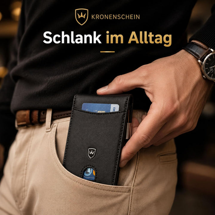 Kronenschein® Slim Wallet mit Münzfach &amp; RFID Schutz I Geldbörse Herren &amp; Damen klein I Portmonee mi