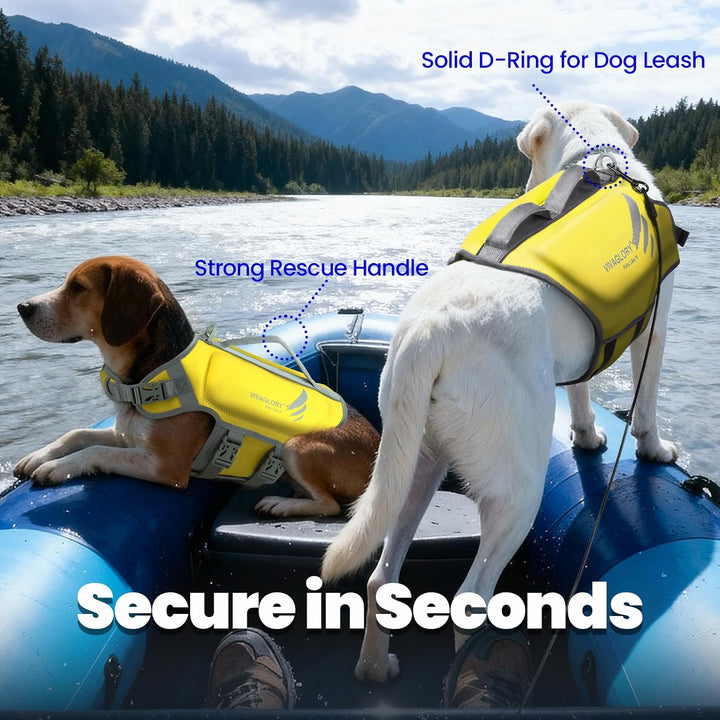 VIVAGLORY Hunde Schwimmweste High Buoyancy Hundeschwimmweste, M, Gelb | Rettungswesten Hunde-Schwimm