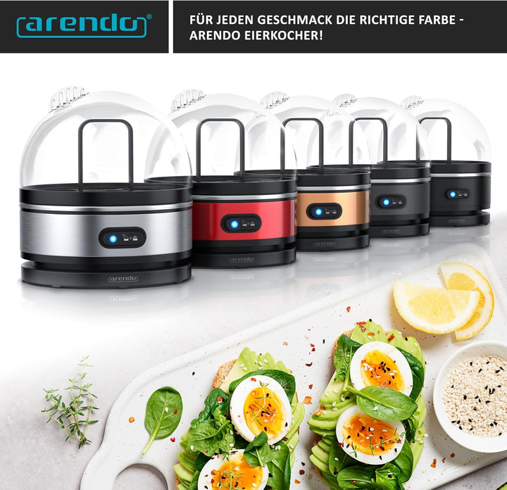 Arendo Sevencook Eierkocher 400 W – Edelstahl Design - 1-7 Eier - Egg Cooker - EIN/AUS-Schalter – 3